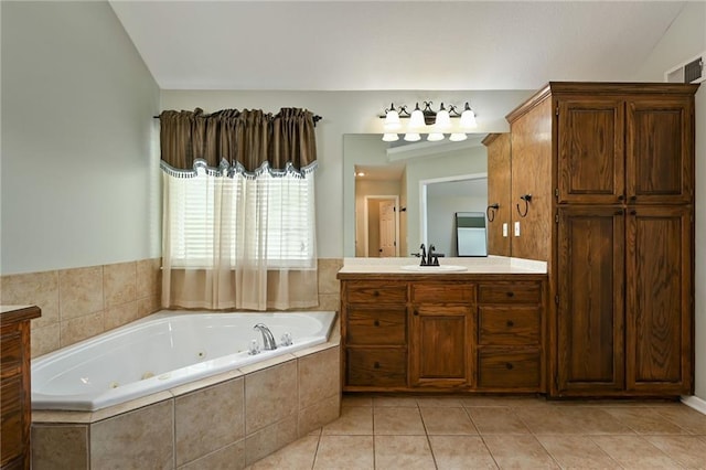 1216 SE Meridian Dr, Lees Summit, MO 64081 - full bathroom with vanity, a whirlpool tub, and tile patterned floors
