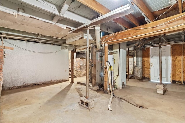 view of unfinished basement