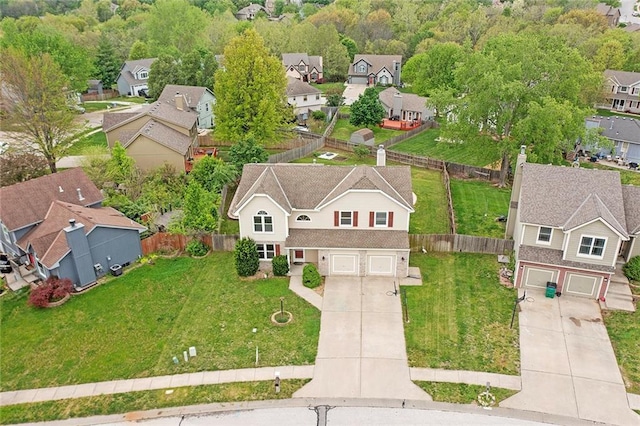 drone / aerial view with a residential view