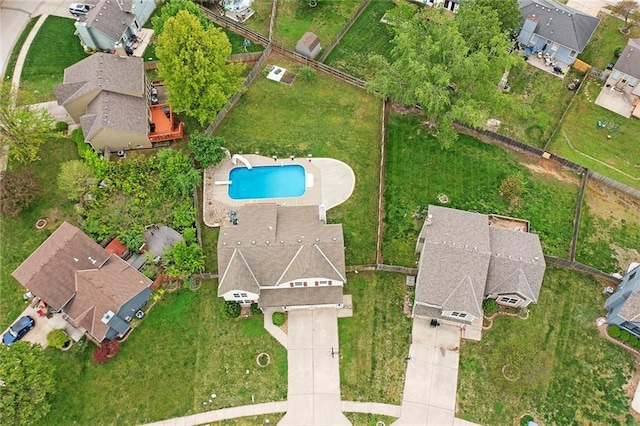 aerial view featuring a residential view