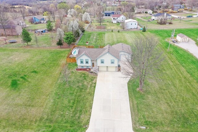 aerial view with a residential view