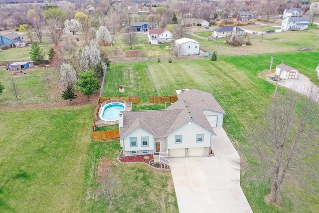 bird's eye view with a residential view