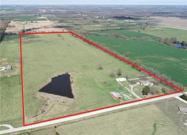 bird's eye view with a rural view
