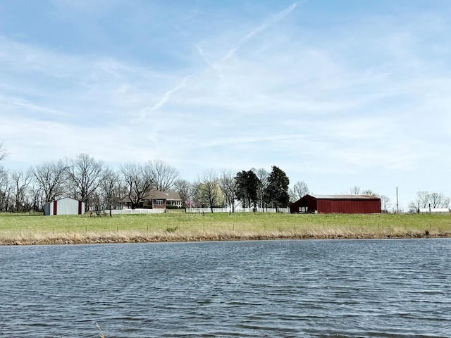 water view with an outbuilding