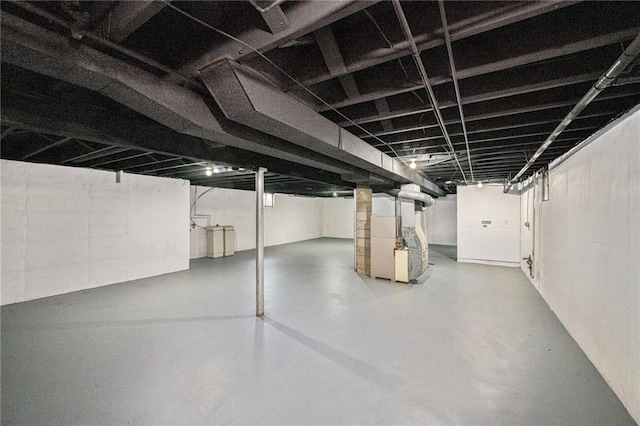finished below grade area featuring heating unit