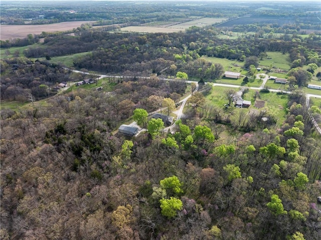 birds eye view of property with a rural view