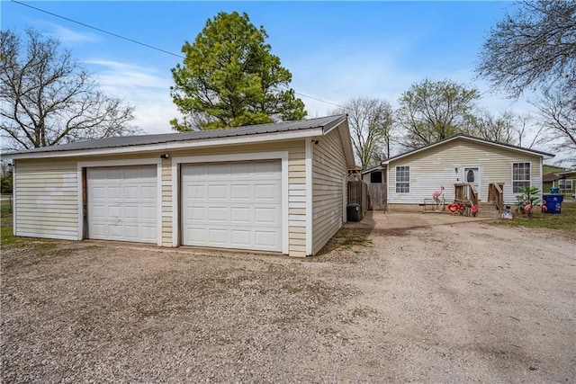 view of detached garage