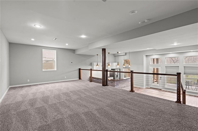 7295 NW Forest Lakes Dr, Parkville, MO 64152 - below grade area with carpet and recessed lighting