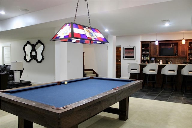6822 Woodstock Ct, Shawnee, KS 66218 - playroom with wet bar, pool table, and recessed lighting