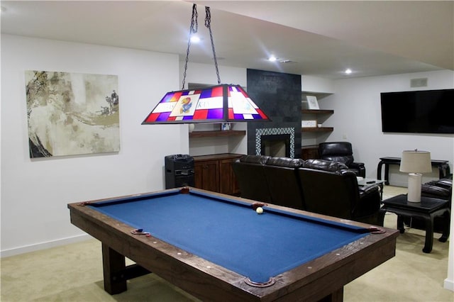 6822 Woodstock Ct, Shawnee, KS 66218 - rec room featuring carpet flooring, billiards table, and recessed lighting