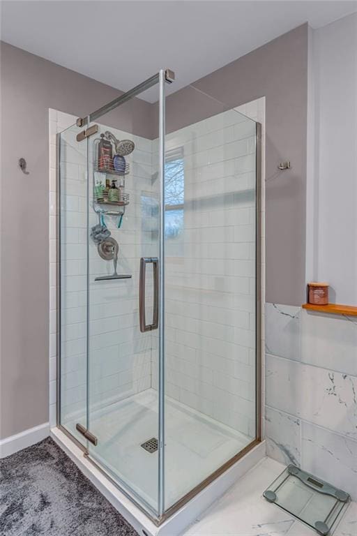 4866 Dabinawa Dr, Mclouth, KS 66054 - bathroom with baseboards and a shower stall