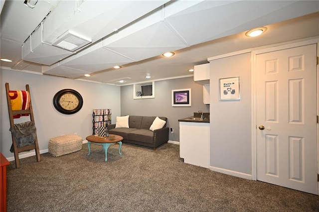 501 W 86th St, Kansas City, MO 64114 - living area with dark colored carpet and recessed lighting