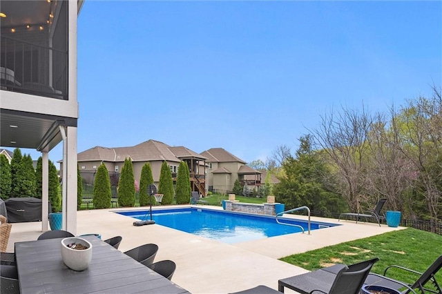 18050 N Peach Blossom Dr, Platte City, MO 64079 - view of pool featuring a patio area, outdoor dining area, and fence