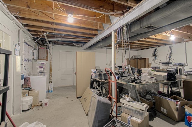 unfinished below grade area with electric panel