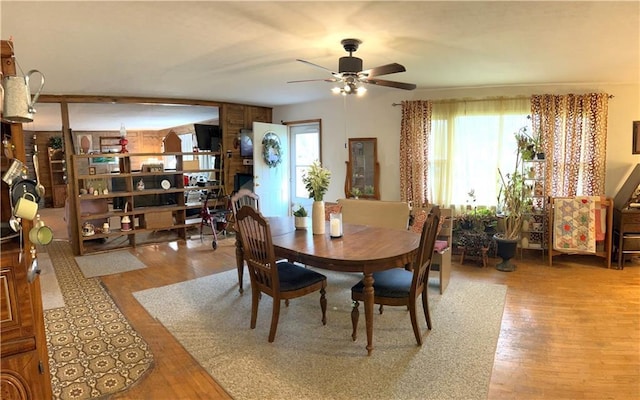 220 W John St, Milo, MO 64767 - dining room with a wealth of natural light, ceiling fan, and wood finished floors