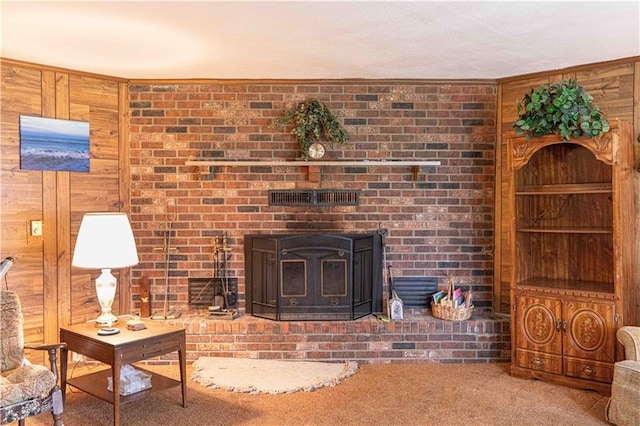 220 W John St, Milo, MO 64767 - living room with wooden walls and carpet