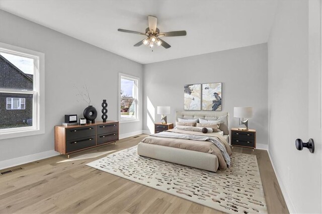 8137 N Farley Ave, Kansas City, MO 64158 - bedroom with light wood-style flooring, baseboards, and visible vents