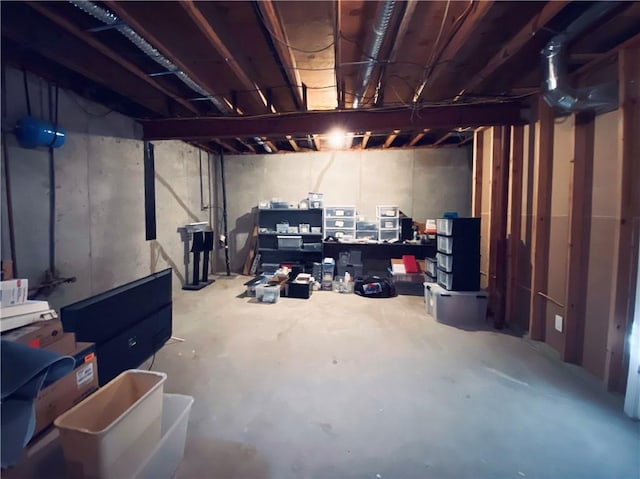 view of unfinished basement