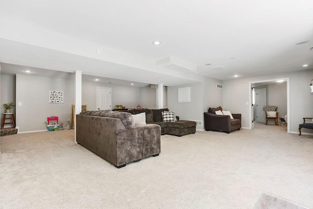14327 King St, Overland Park, KS 66221 - living area with carpet floors, recessed lighting, and baseboards