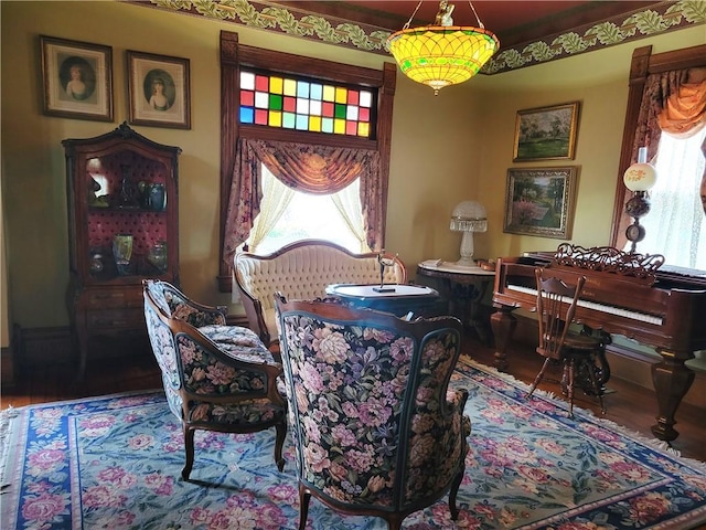 dining area with wood finished floors