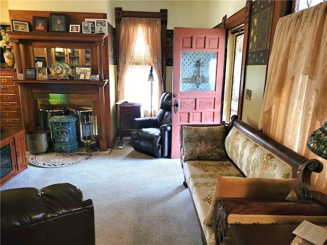view of carpeted living area
