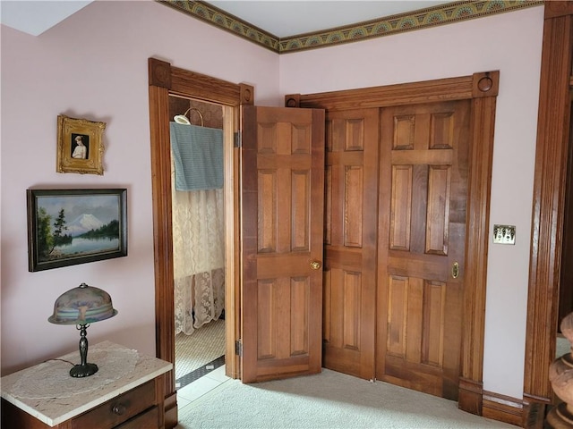 interior space with light colored carpet