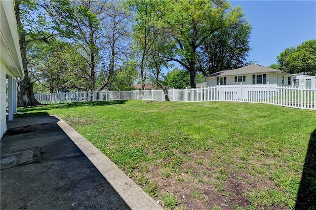 view of yard featuring a fenced backyard
