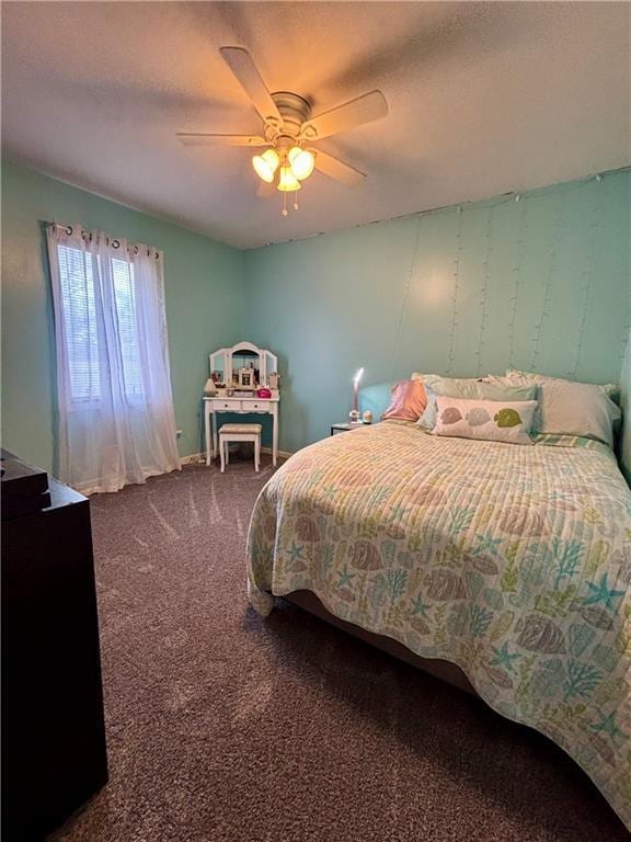 1519 Niagara St, Burlington, KS 66839 - bedroom featuring baseboards, ceiling fan, carpet, and a textured ceiling