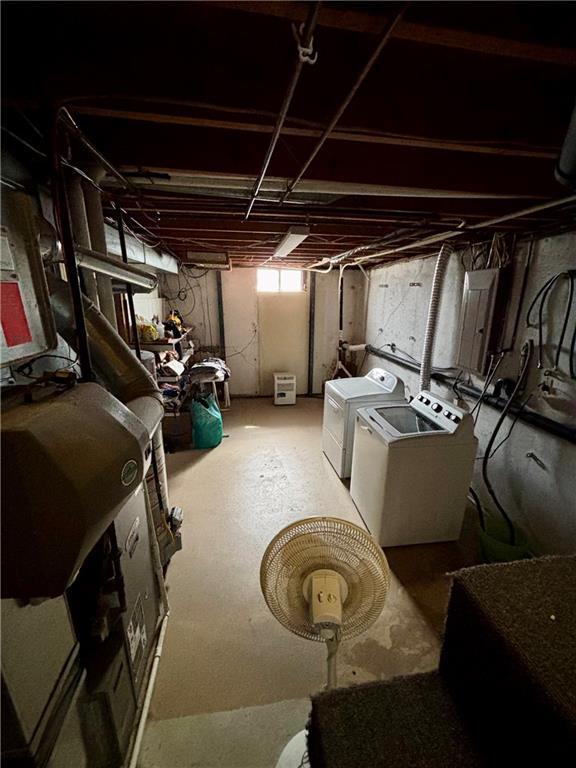 1519 Niagara St, Burlington, KS 66839 - below grade area featuring washing machine and dryer and electric panel