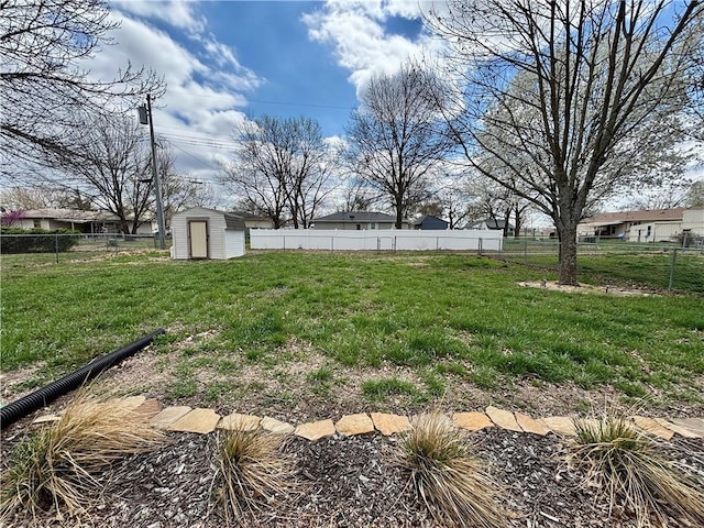 1519 Niagara St, Burlington, KS 66839 - view of yard with an outdoor structure, a fenced backyard, and a storage unit