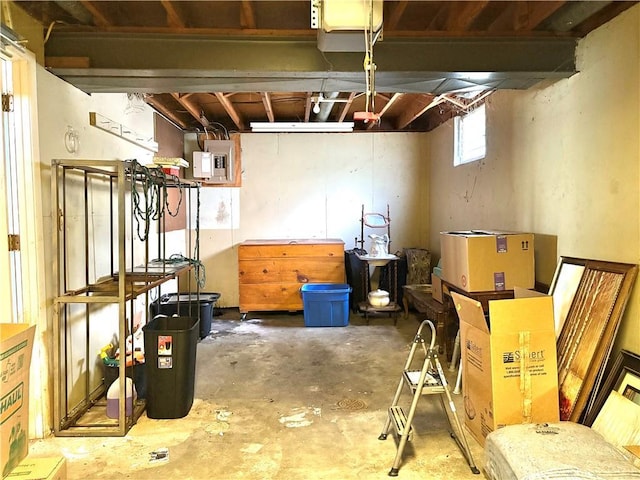 basement with electric panel