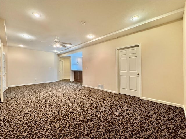 14413 Stearns St, Overland Park, KS 66211 - carpeted spare room featuring ceiling fan, recessed lighting, and baseboards