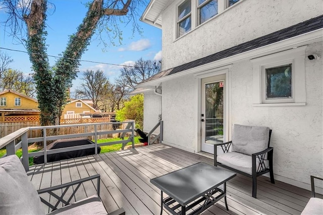 5933 Rockhill Rd, Kansas City, MO 64110 - wooden terrace featuring fence