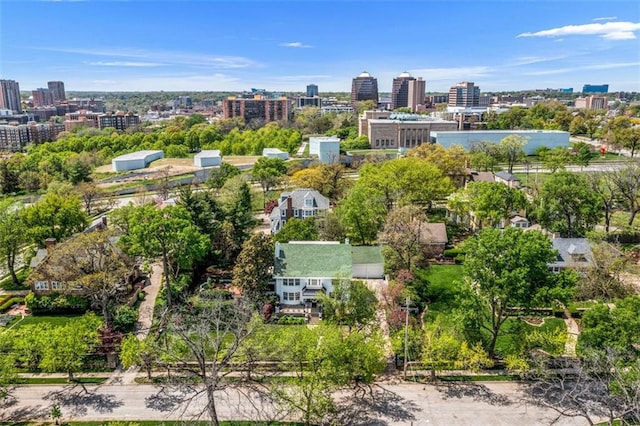 bird's eye view with a city view