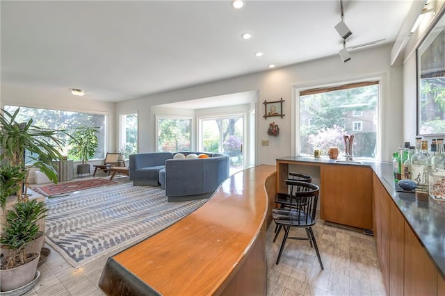interior space with recessed lighting