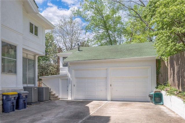 garage featuring central air condition unit
