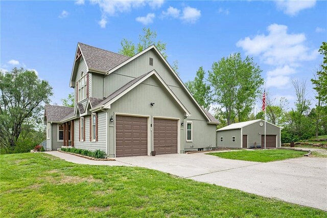 17014 NE 119th St, Kearney, MO 64060 - view of front facade featuring a garage, a shingled roof, a front lawn, and concrete driveway