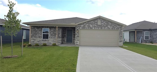 37839 W 207th Ter, Edgerton, KS 66021 - single story home featuring an attached garage, driveway, a front lawn, and brick siding
