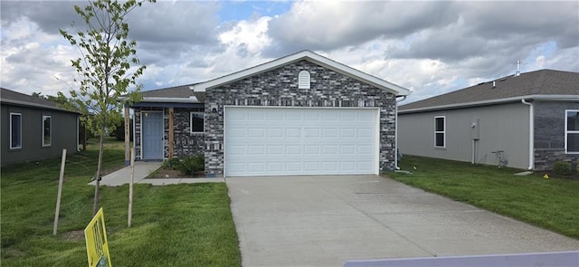 37854 W 207th Ter, Edgerton, KS 66021 - single story home featuring driveway, a front yard, an attached garage, and stone siding
