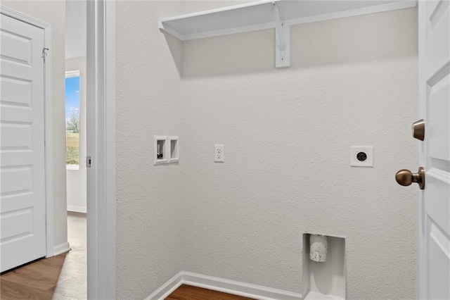 37854 W 207th Ter, Edgerton, KS 66021 - washroom featuring wood finished floors, electric dryer hookup, and washer hookup