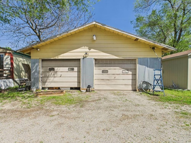 view of detached garage