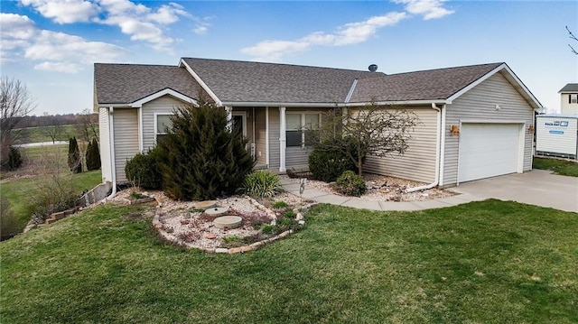 11295 County Road 366, Savannah, MO 64485 - single story home with a front yard, concrete driveway, a garage, and roof with shingles