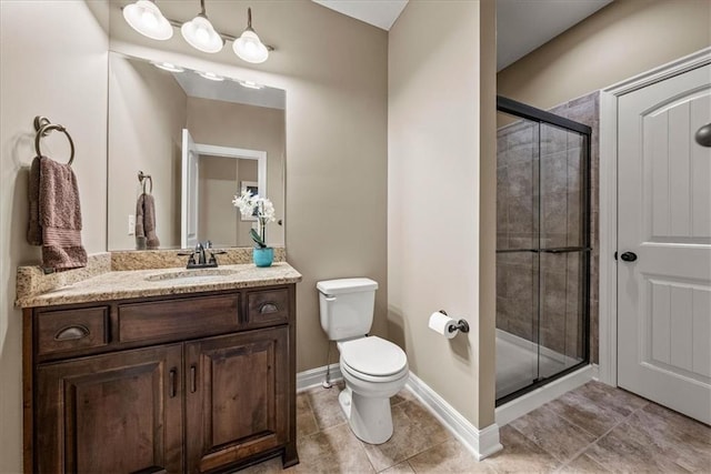 11194 S Hastings St, Olathe, KS 66061 - full bathroom featuring vanity, tile patterned floors, toilet, and a shower stall