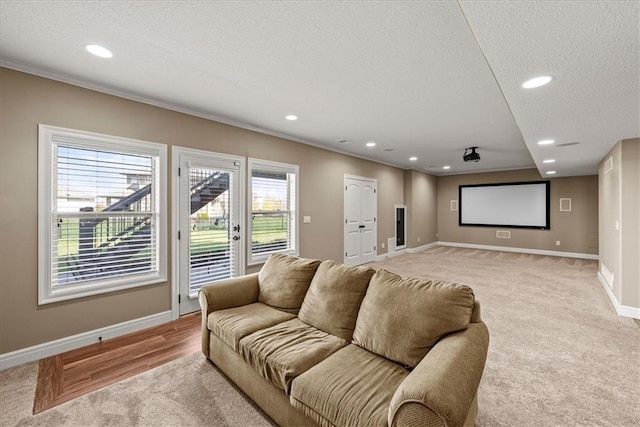 11194 S Hastings St, Olathe, KS 66061 - cinema room featuring recessed lighting, crown molding, and light carpet