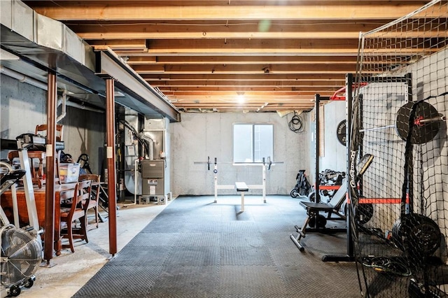 exercise area with heating unit