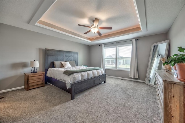 4246 Lakeview Ter, Basehor, KS 66007 - bedroom featuring baseboards, carpet flooring, a textured ceiling, and a raised ceiling