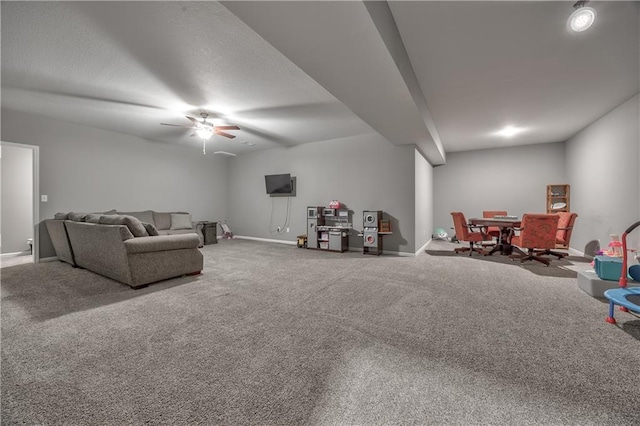 4246 Lakeview Ter, Basehor, KS 66007 - carpeted living room featuring baseboards and ceiling fan
