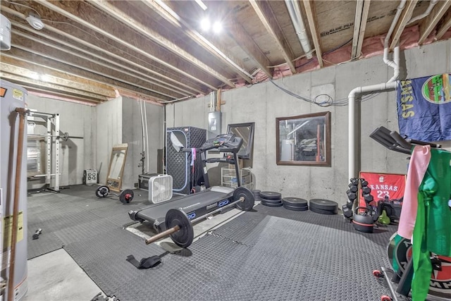 4246 Lakeview Ter, Basehor, KS 66007 - exercise area featuring electric panel and gas water heater
