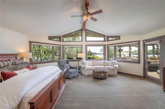 101 Algonquin Dr, Lake Winnebago, MO 64034 - bedroom featuring light carpet, access to exterior, baseboards, and ceiling fan