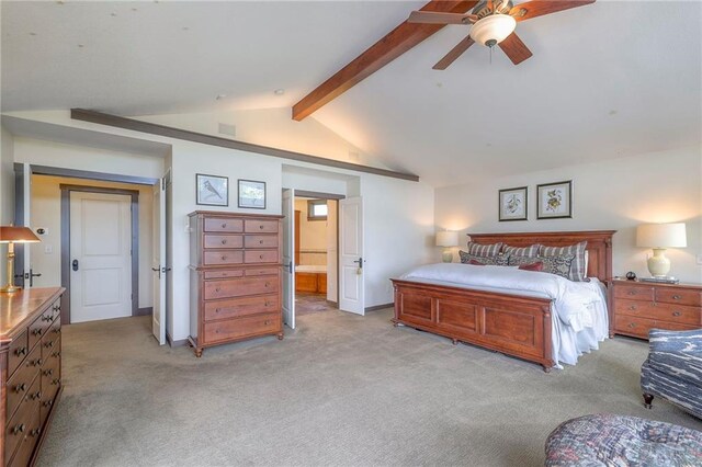 101 Algonquin Dr, Lake Winnebago, MO 64034 - bedroom featuring light colored carpet, ensuite bathroom, ceiling fan, and baseboards